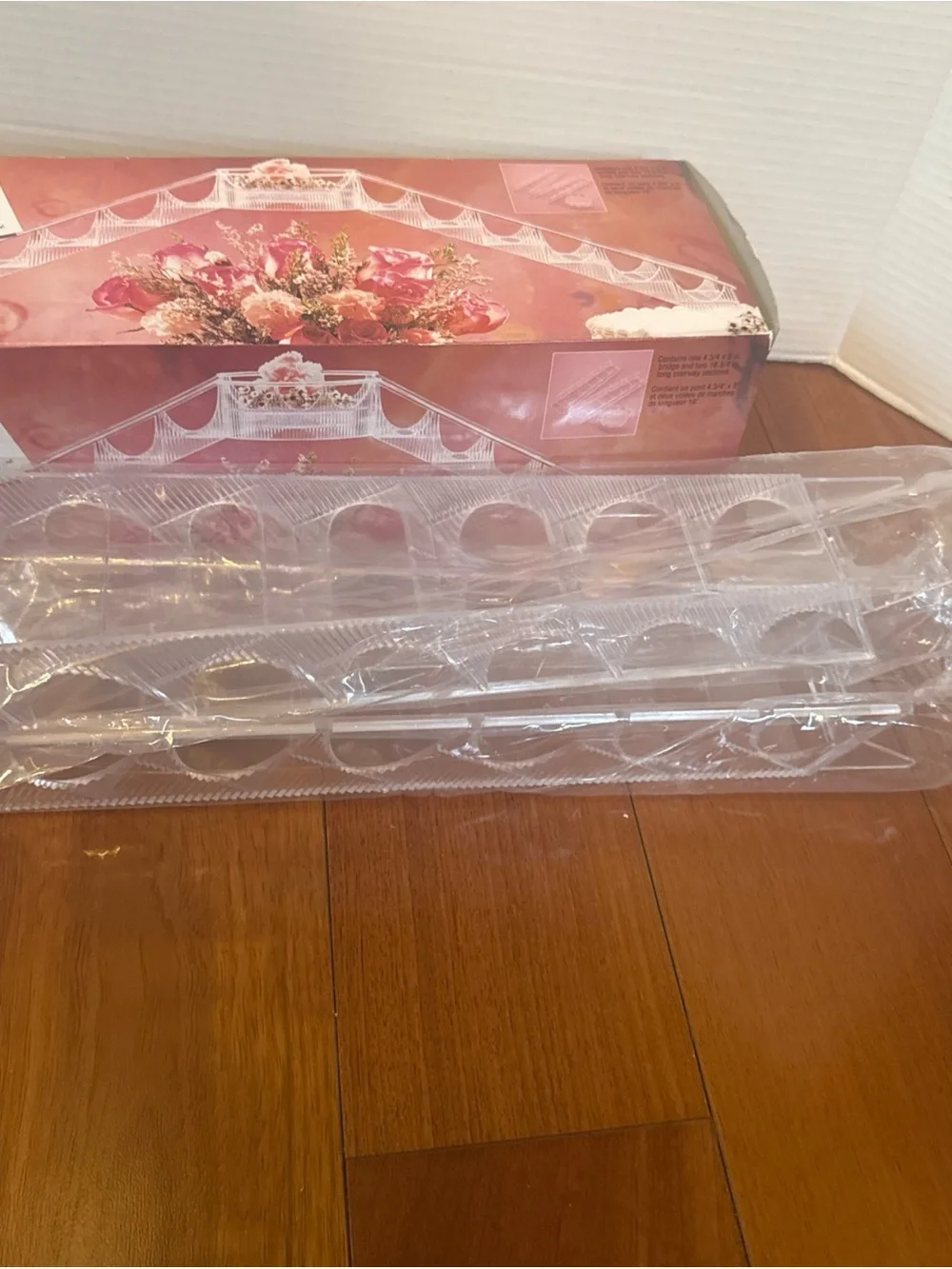 VTG Wilton 3 Piece Crystal Look Bridge & Stairway Set Wedding Cake Topper New